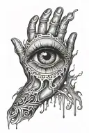 hand palm with a bleeding eye in it  tattoo design idea