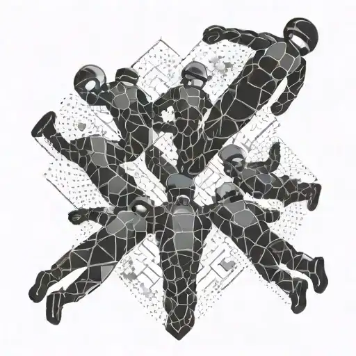 A series of geometric shapes forming a skydiving formation, with each shape representing a different aspect of the client's skydiving experiences tattoo design idea