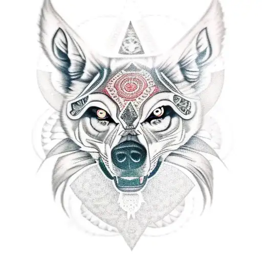 Lobo con mandalas tattoo design idea
