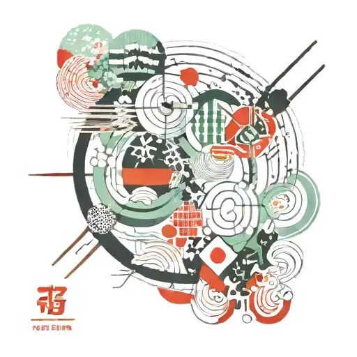 An abstract representation of the fusion of Basque Country and Japanese culture tattoo design idea