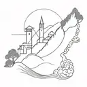 A representation of the fusion of Basque Country, Japanese and Breton culture tattoo design idea