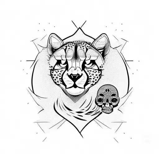 cheetah with skull tattoo design idea