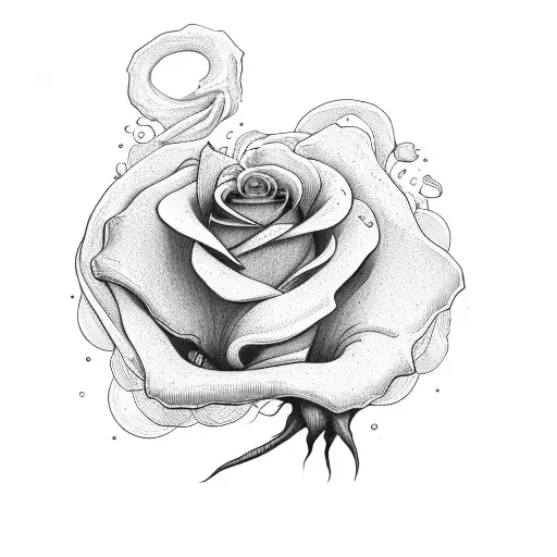 Roses mixed with a grim reaper holding time  tattoo design idea