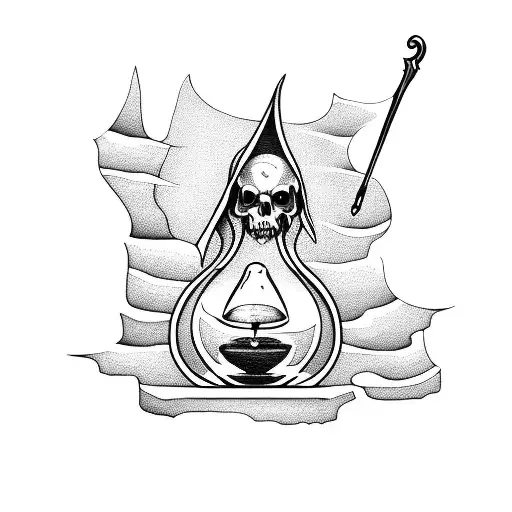 Grim Reaper holding Hourglass tattoo design idea