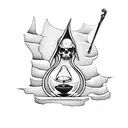 Grim Reaper holding Hourglass tattoo design idea