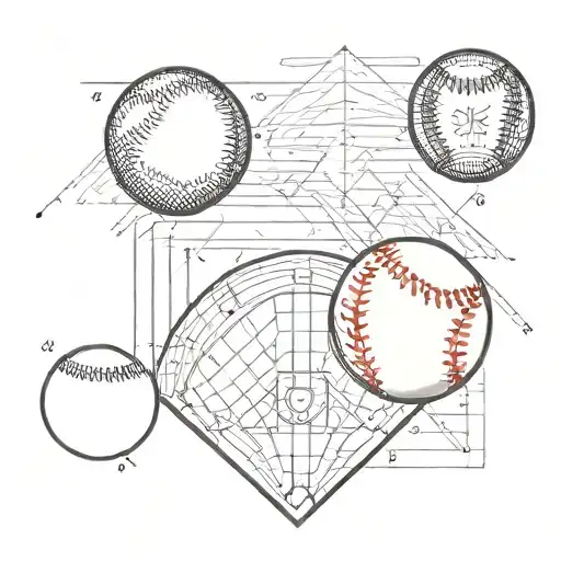 baseball and baseball diamond shape tattoo design idea