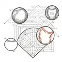 baseball and baseball diamond shape tattoo design idea
