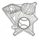 baseball and baseball diamond shape tattoo design idea