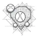 baseball and baseball diamond shape tattoo design idea