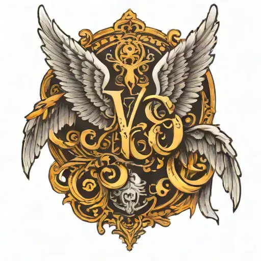 angel wings with Y letters forming tattoo design idea