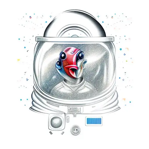 Astronaut with fish bowl head tattoo design idea
