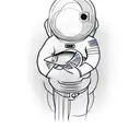 Astronaut with fish bowl head tattoo design idea
