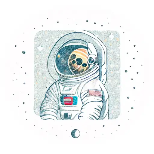 Astronaut sitting on Jupiter looking at space  tattoo design idea