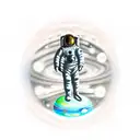 Astronaut sitting on Jupiter looking at space  tattoo design idea