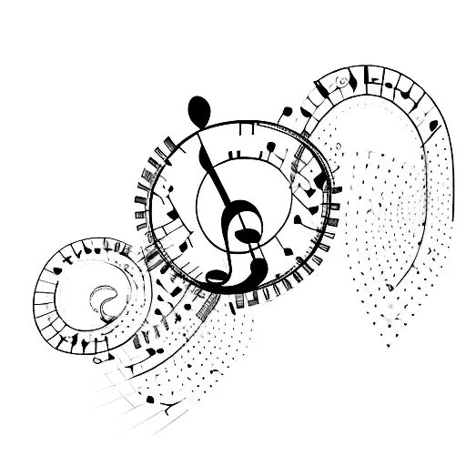 A minimalist tattoo of a vintage typewriter with music notes flowing out, symbolizing love and expression tattoo design idea