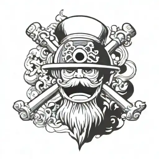 one piece white beard flag tattoo design idea