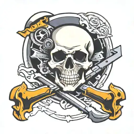 skull and anvil tattoo design idea
