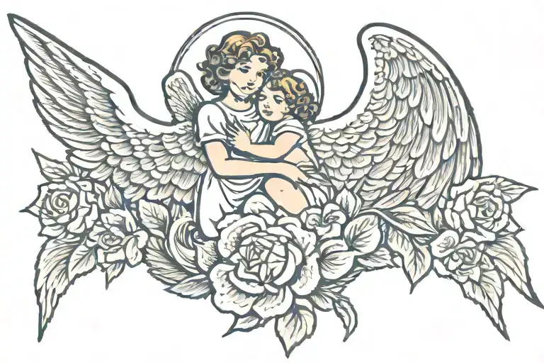 I was his angel,  Now he's mine  01-09-22  tattoo design idea