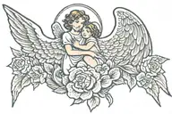 I was his angel,  Now he's mine  01-09-22  tattoo design idea