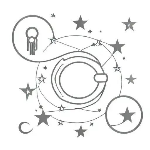 stars moon lock key couples  tattoo design idea