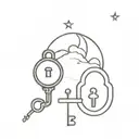 stars moon lock key couples  tattoo design idea