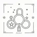 stars moon lock key couples  tattoo design idea