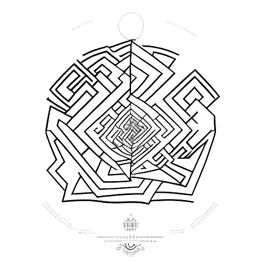 upper body  the head is a labyrinth tattoo design idea