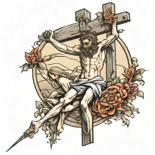 crucifixion scene tattoo design idea