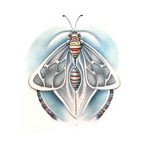 worm, cocoon, butterfly tattoo design idea
