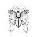A worm coming out from cocoon and flying out as a butterfly tattoo design idea