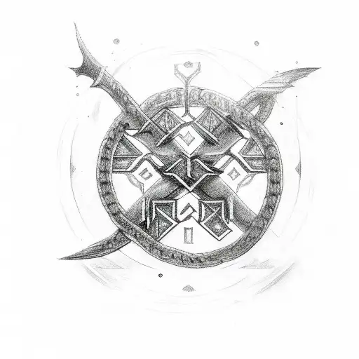futhark chain line tattoo design idea
