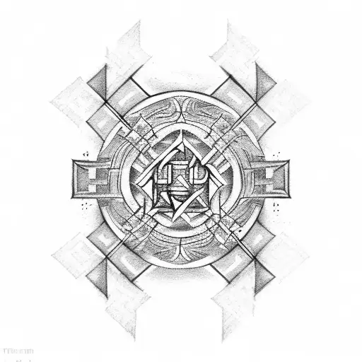 futhark chain line tattoo design idea