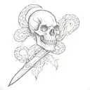 snake skull dagger tattoo design idea