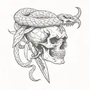 snake skull dagger tattoo design idea