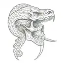 snake skull dagger tattoo design idea