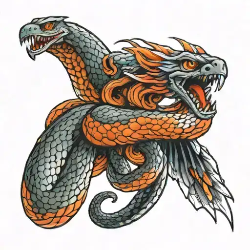 snake turns into eagle talon tattoo design idea