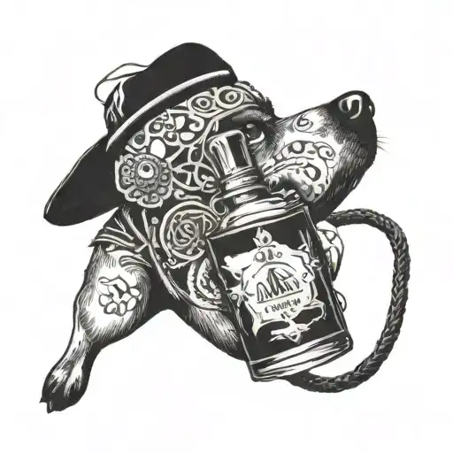 travelling , alone ,perfume,dog tattoo design idea