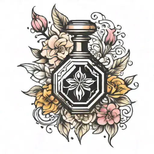 perfume tattoo design idea