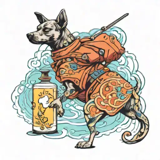 travelling , alone ,perfume,dog tattoo design idea