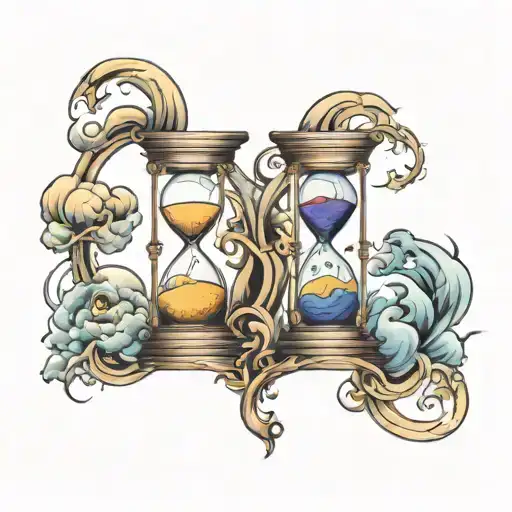 Hourglass with storm in top and 41 in bottom  tattoo design idea