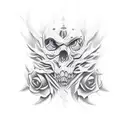 "Generate a refined tattoo design tailored for men, focusing on meticulous line work and precision. Feature a prominent  tattoo design idea