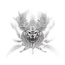 "Generate a refined tattoo design tailored for men, focusing on meticulous line work and precision. Feature a prominent  tattoo design idea
