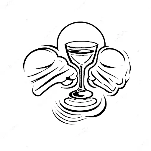 holding a champagne glass with socialist symbols tattoo design idea