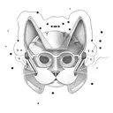 A cat wearing a deadmau5 helmet surrounded by pulsating sound waves tattoo design idea