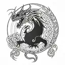 draw a dragon in circular shape eating its tail. make him look aggressive and with pointed spokes on the body. tattoo design idea