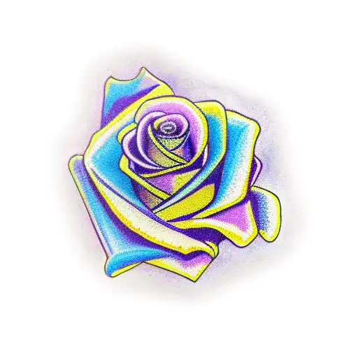 A traditional forearm tattoo of a vibrant purple rose with the name Ariella spelled out in unique shading around it tattoo design idea