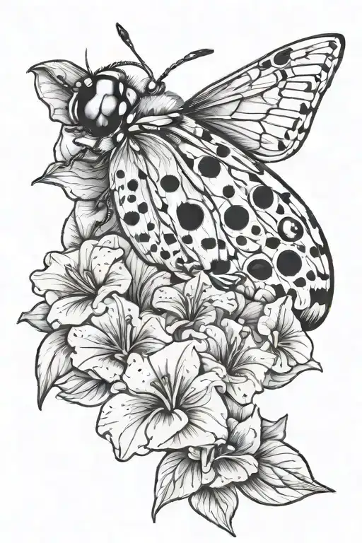 orhid ladybug petunia dove tattoo design idea