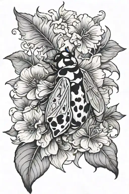 orhid ladybug petunia dove tattoo design idea