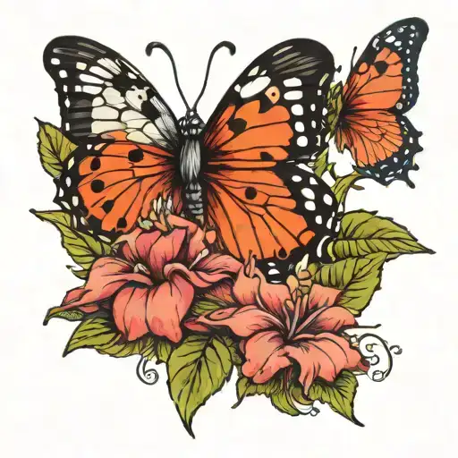 orhid ladybug petunia dove tattoo design idea