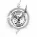 Mockingjay with phrase "i am as radiant as the sun" tattoo design idea